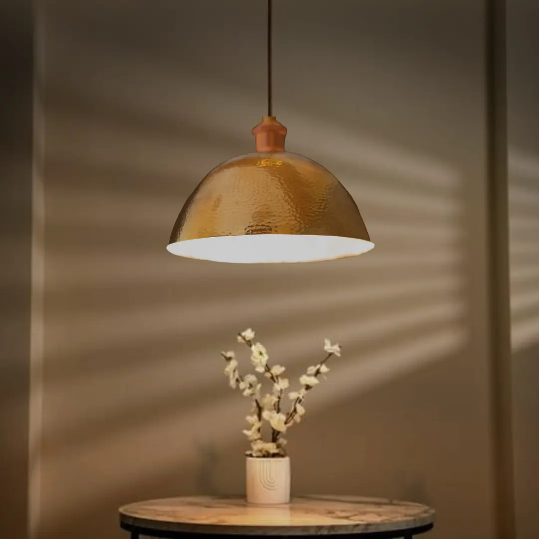 Hammered Brass Cylinder Pendant Light