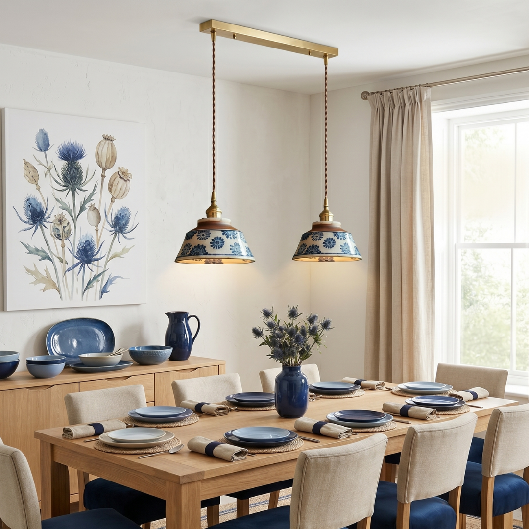 Blue Floral Ceramic Light Pendant lifestyle