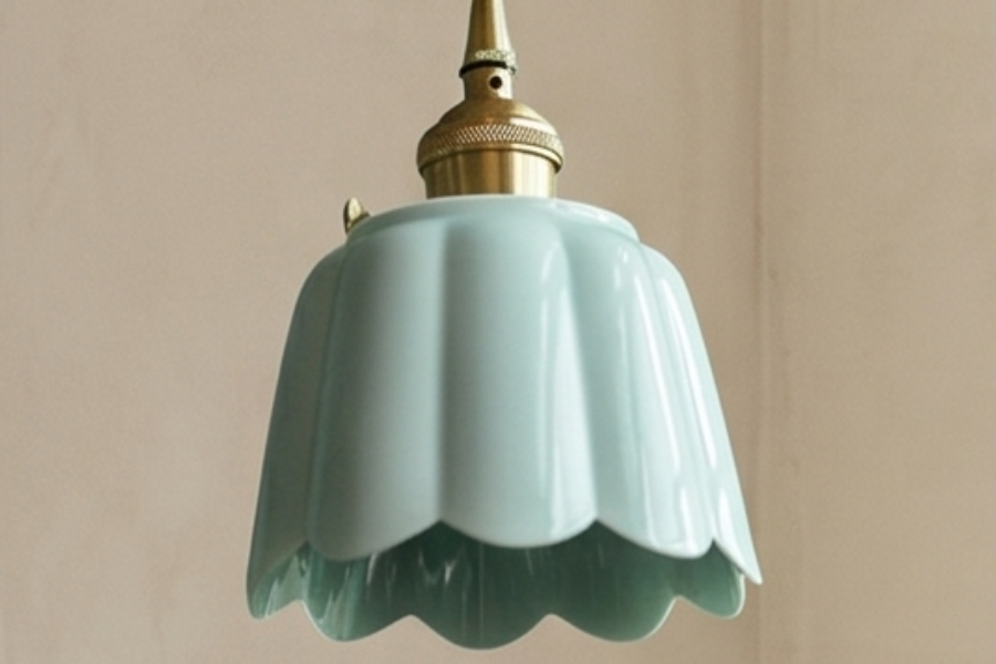 Bloom Pastel Ceramic Pendant Light | Pastel Green Opulence accent