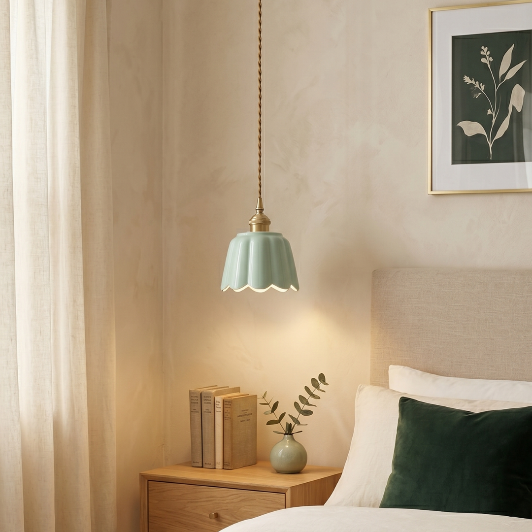 Bloom Pastel Ceramic Pendant Light | Pastel Green Opulence main