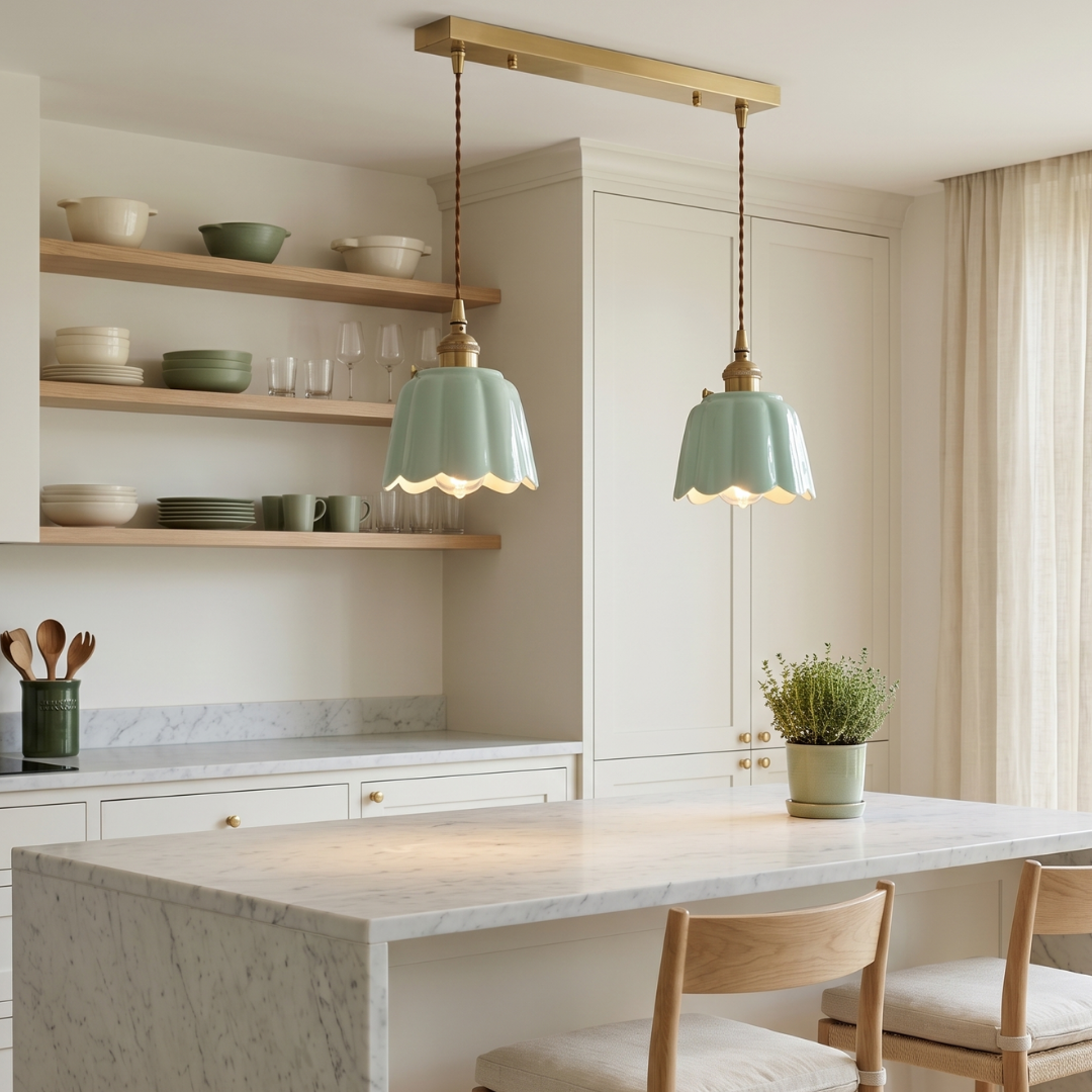 Bloom Pastel Ceramic Pendant Light | Pastel Green Opulence detail c