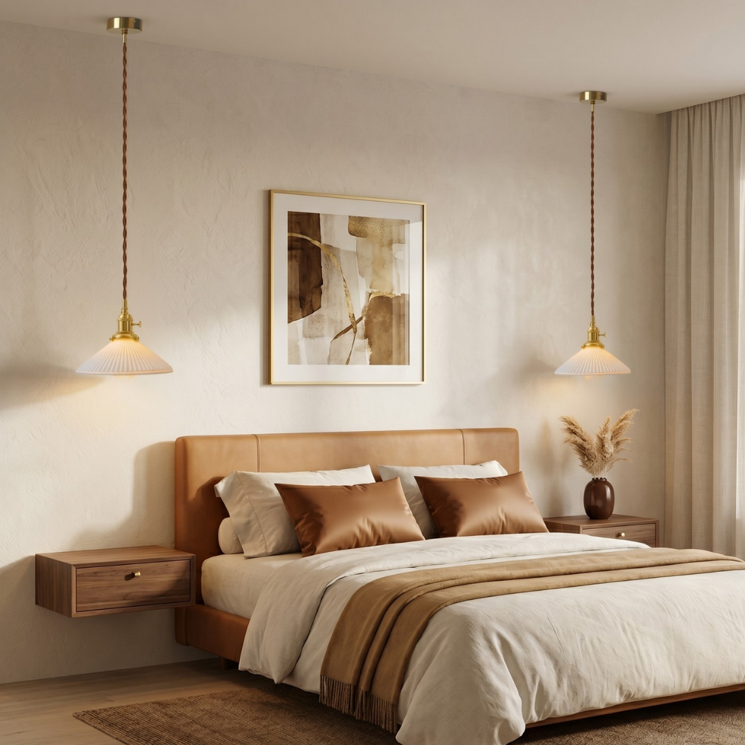 The Ribbed White Ceramic Pendant Light detail c