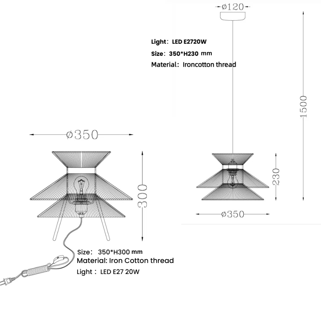 Sora Tiered Pendant Light dimensions