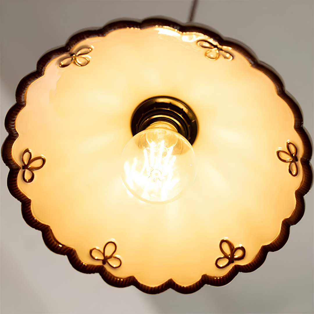 Scalloped Ruffle Ceramic Pendant Light | Vintage Cream detail