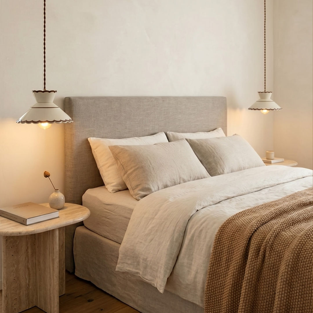 Scalloped Ruffle Ceramic Pendant Light | Vintage Cream lifestyle