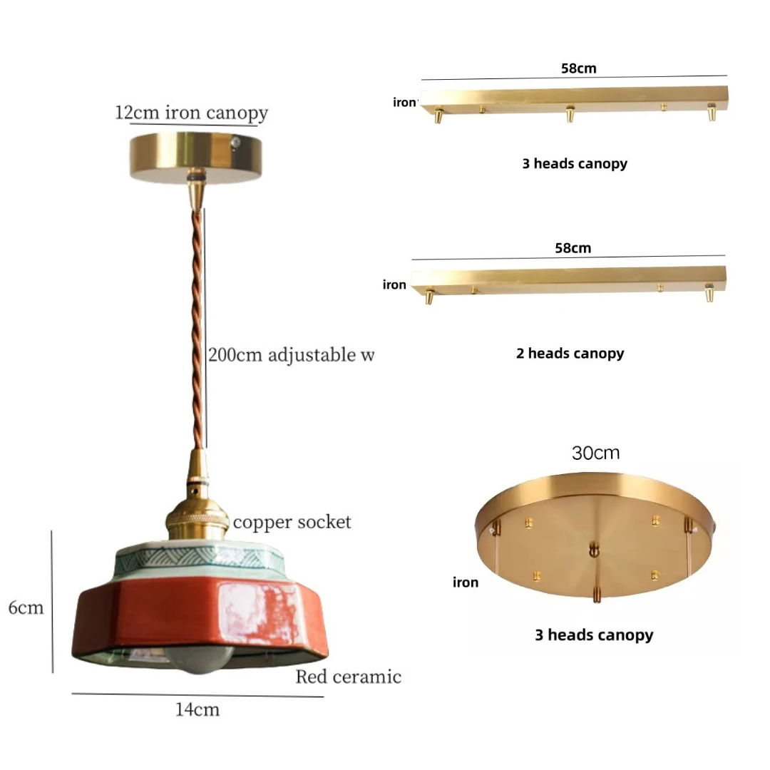 The Curated Retro Porcelain Pendant Lamp specifications and dimensions