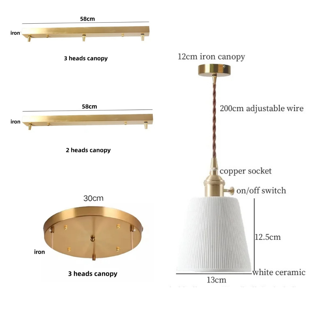 Aria Ribbed White Ceramic Pendant Light: Sculptural Illumination specifications and dimensions