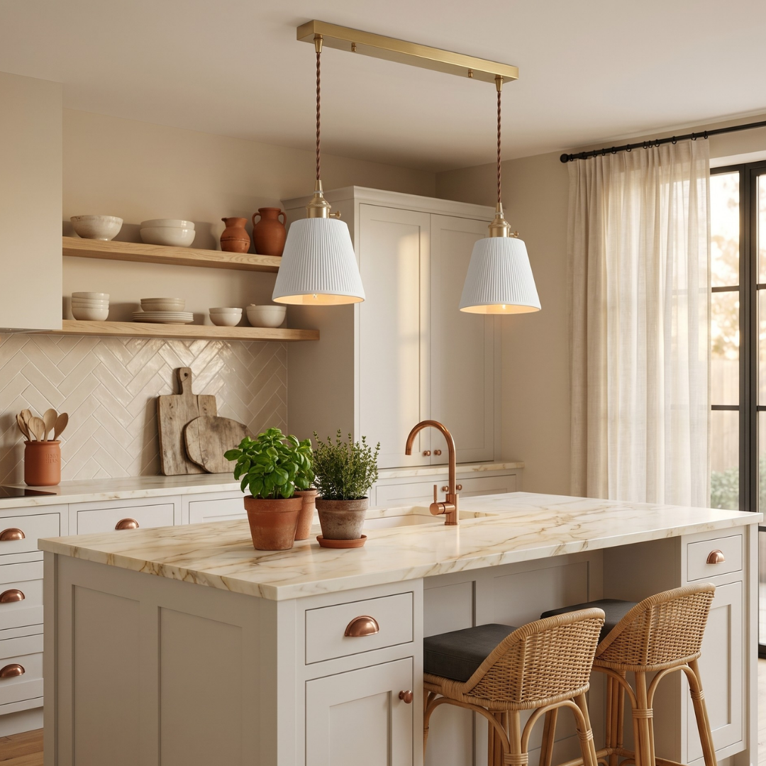 Aria Ribbed White Ceramic Pendant Light: Sculptural Illumination detail c