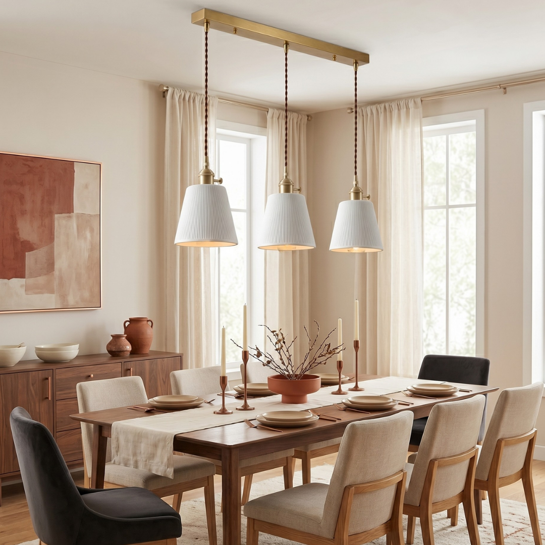 Aria Ribbed White Ceramic Pendant Light: Sculptural Illumination main