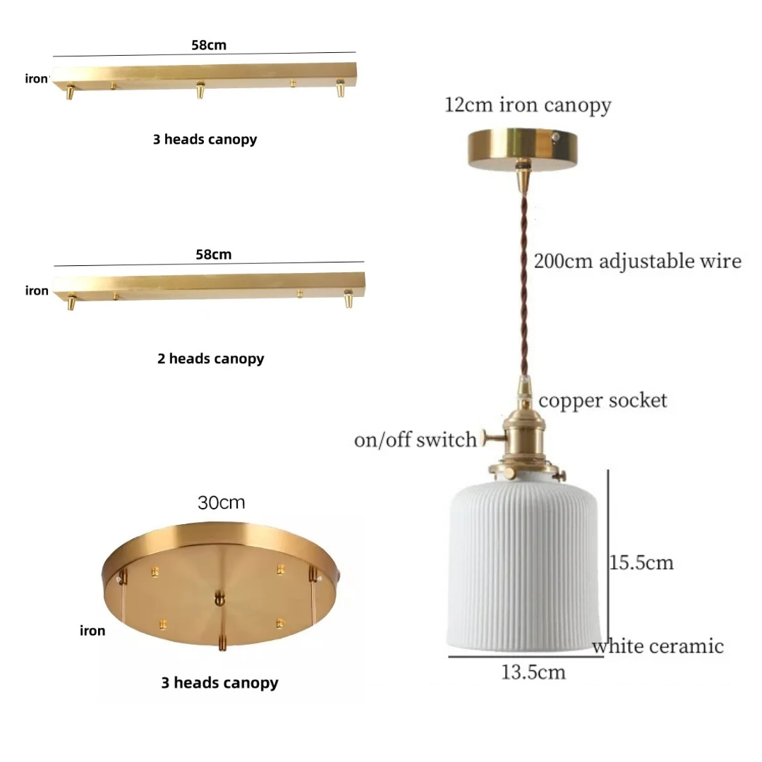 The Barrel Ribbed Porcelain Pendant Light: Sculptural Illumination specifications and dimensions