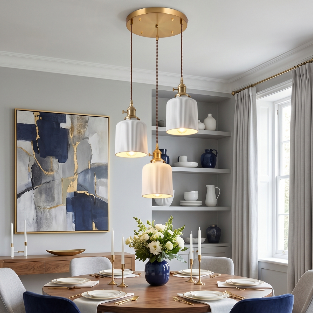 The Barrel Ribbed Porcelain Pendant Light: Sculptural Illumination main
