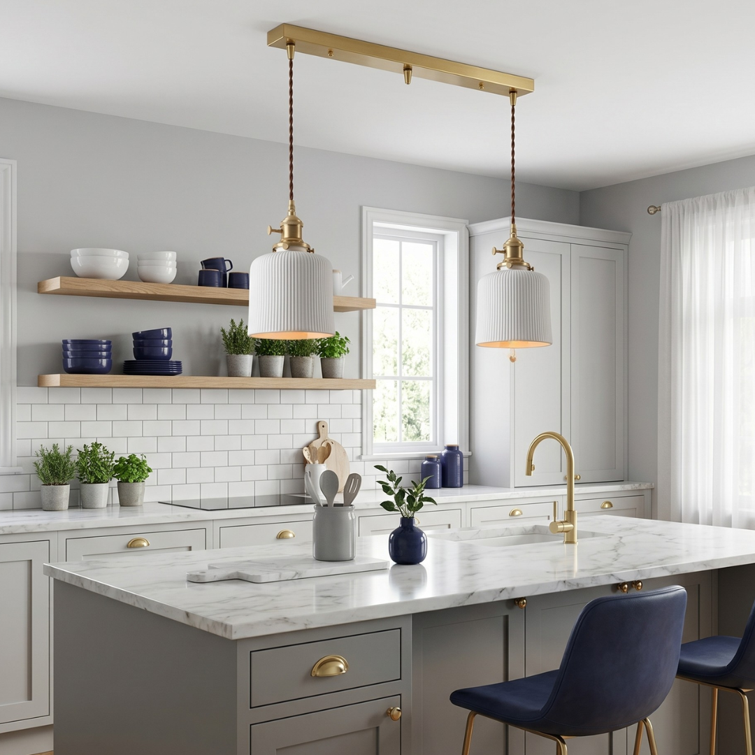 The Barrel Ribbed Porcelain Pendant Light: Sculptural Illumination detail b