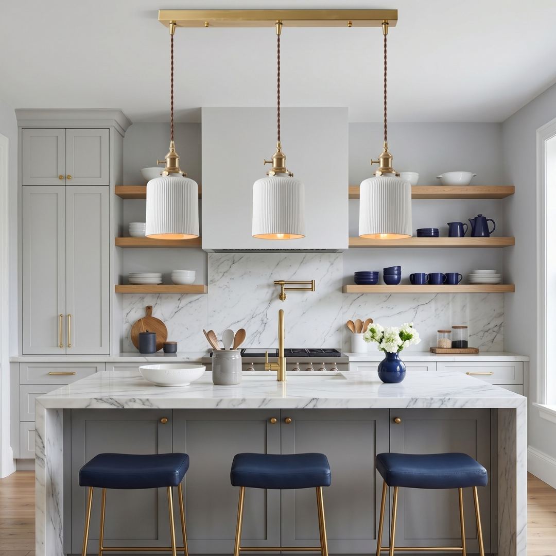 The Barrel Ribbed Porcelain Pendant Light: Sculptural Illumination detail c