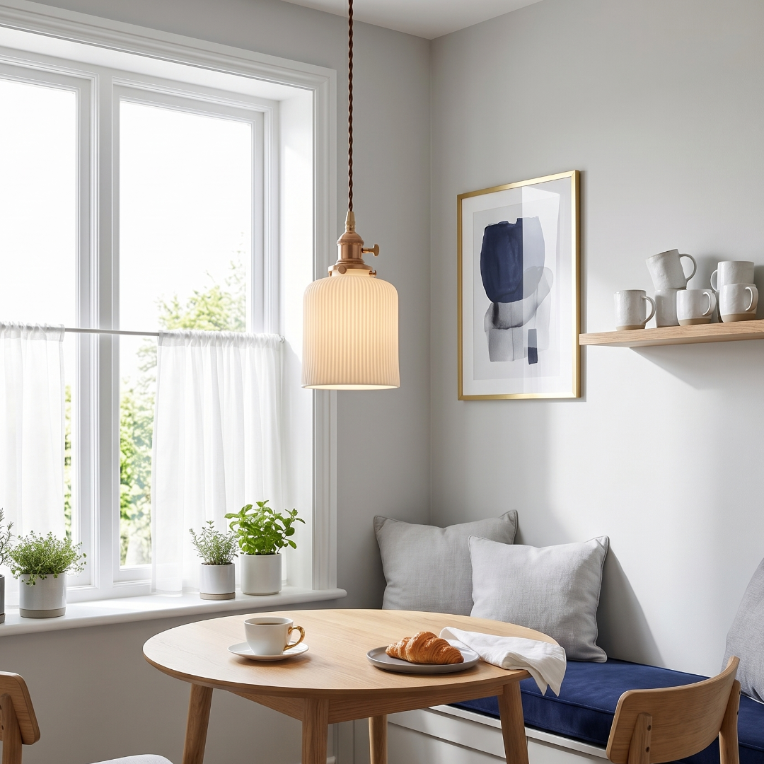 The Barrel Ribbed Porcelain Pendant Light: Sculptural Illumination detail