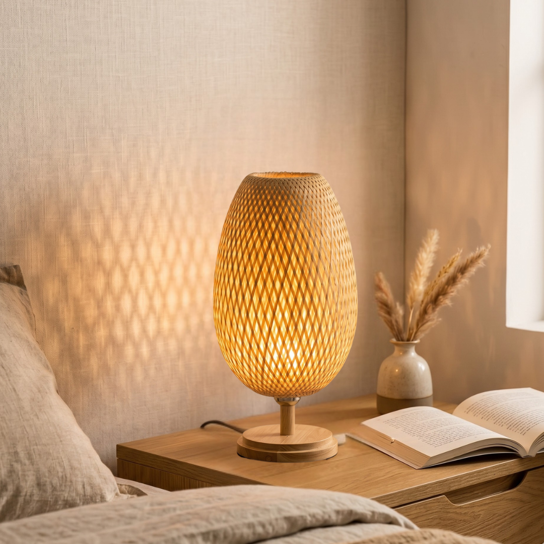 Coastal Bamboo Table Lamp: Natural Woven Brilliance