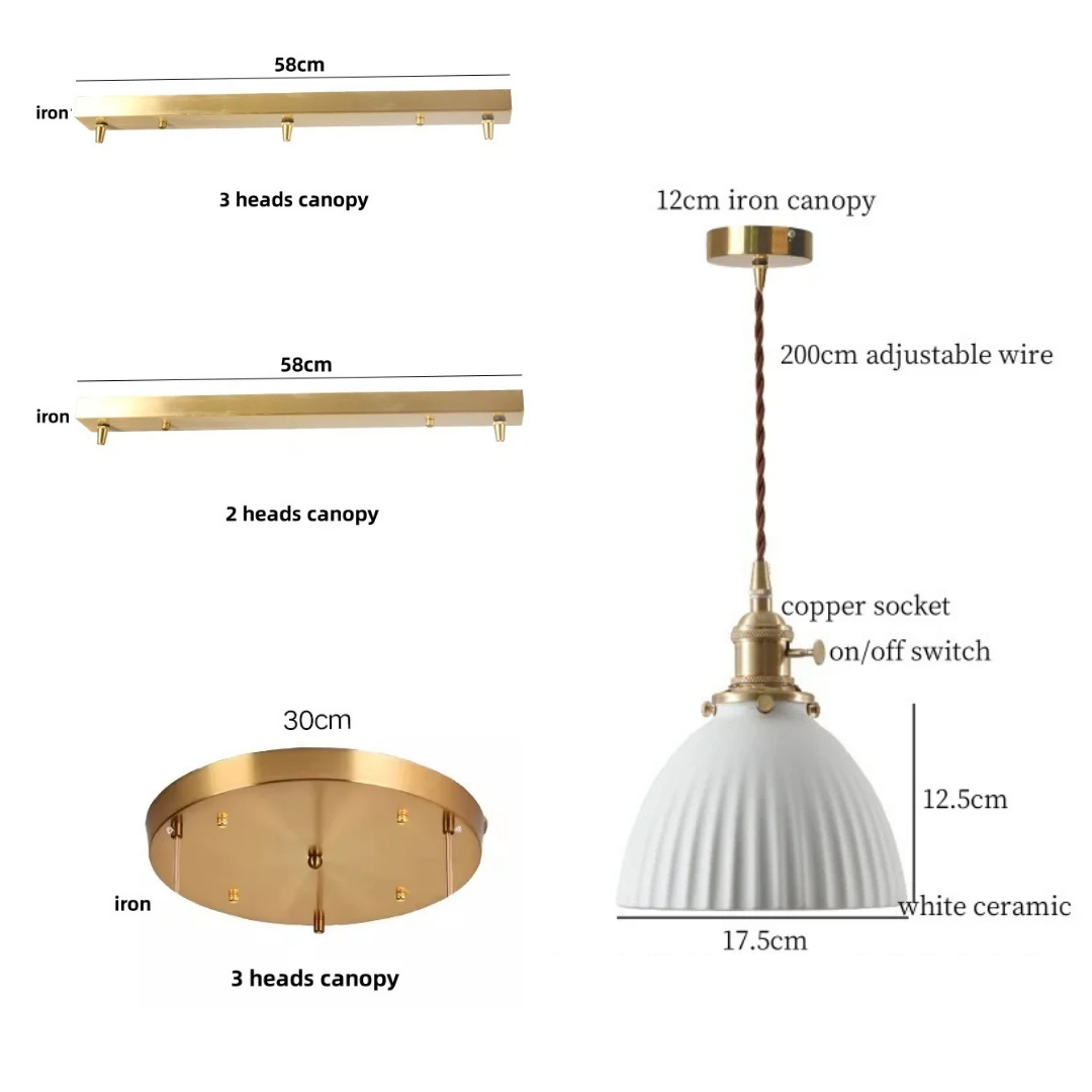 Cove White Ceramic Pendant Light | A Statement of Serene Style specifications and dimensions