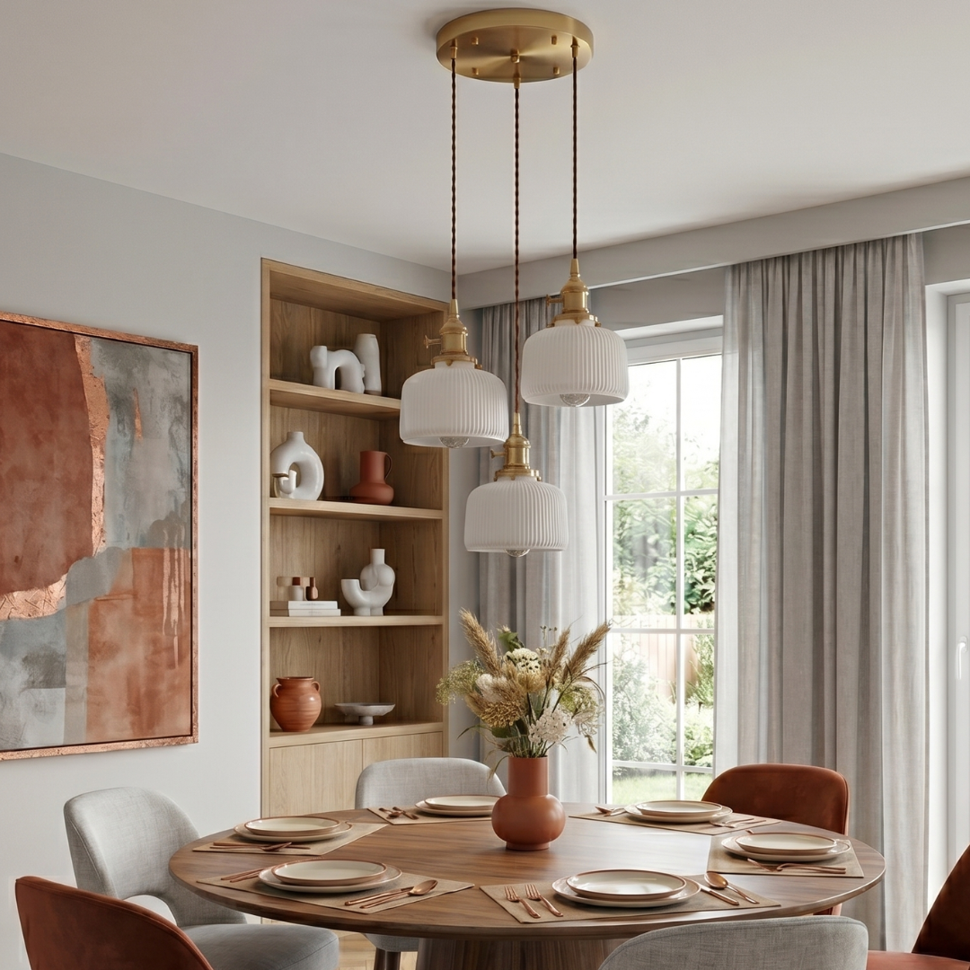 The Fluted Dome Porcelain Pendant Light: A Study in Refined Illumination lifestyle