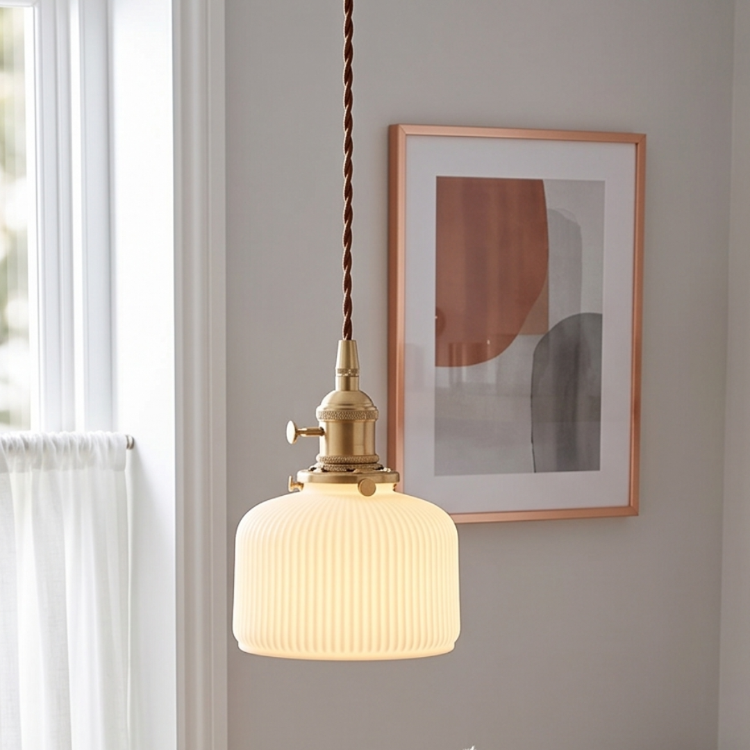 The Fluted Dome Porcelain Pendant Light: A Study in Refined Illumination