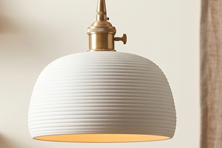 Vault Ribbed White Porcelain Light Pendant: A Timeless Statement detail
