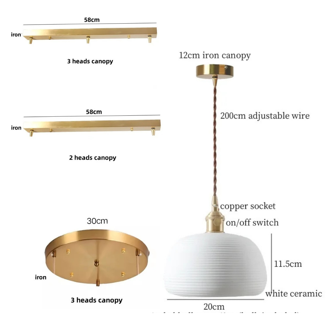 Vault Ribbed White Porcelain Light Pendant: A Timeless Statement specifications and dimensions