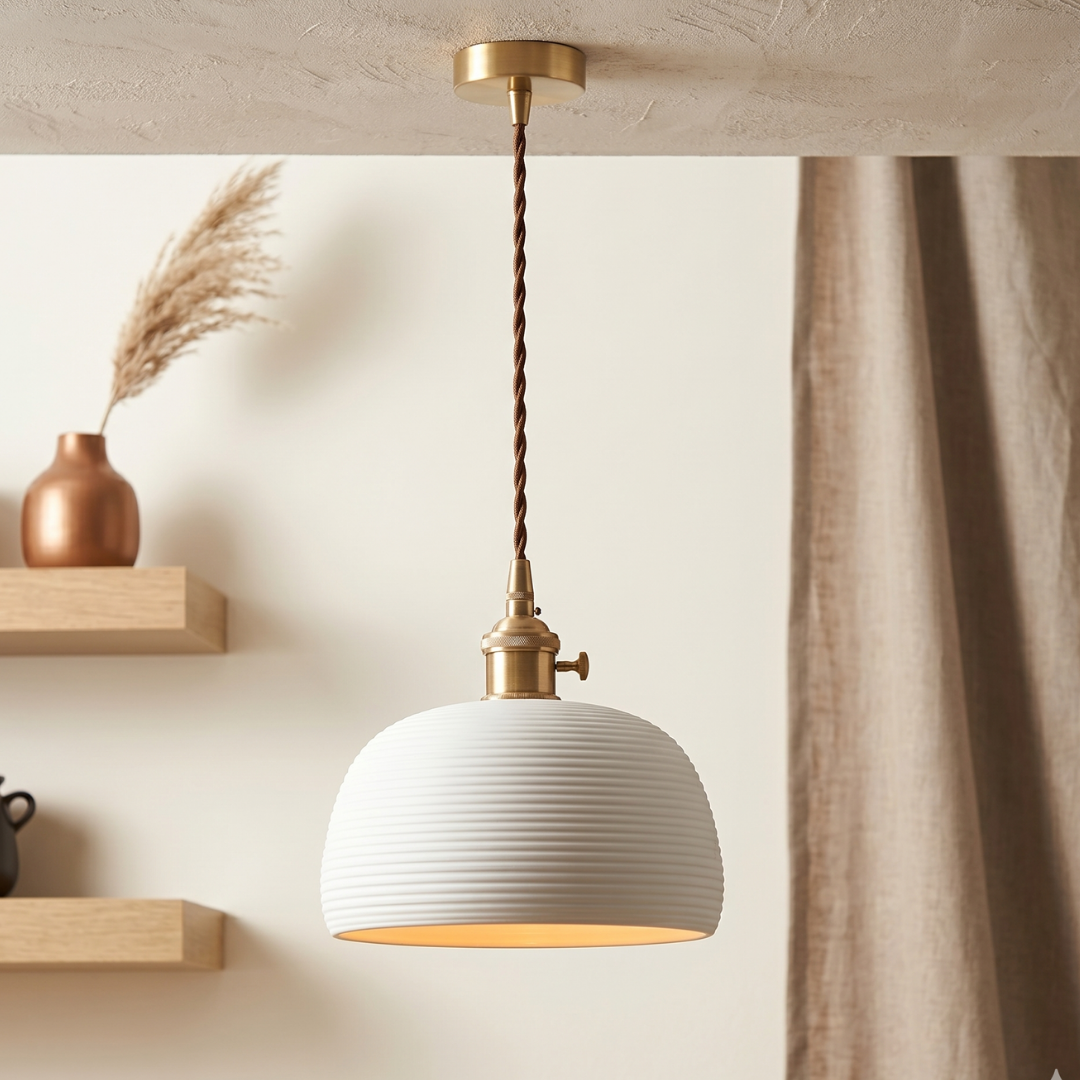 Vault Ribbed White Porcelain Light Pendant: A Timeless Statement