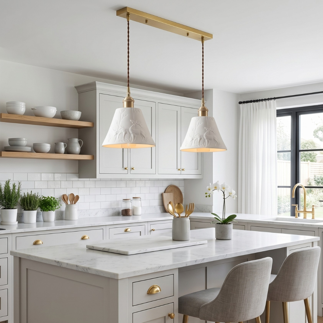 Textured White Ceramic Pendant Light: A Study in Refined Illumination detail c