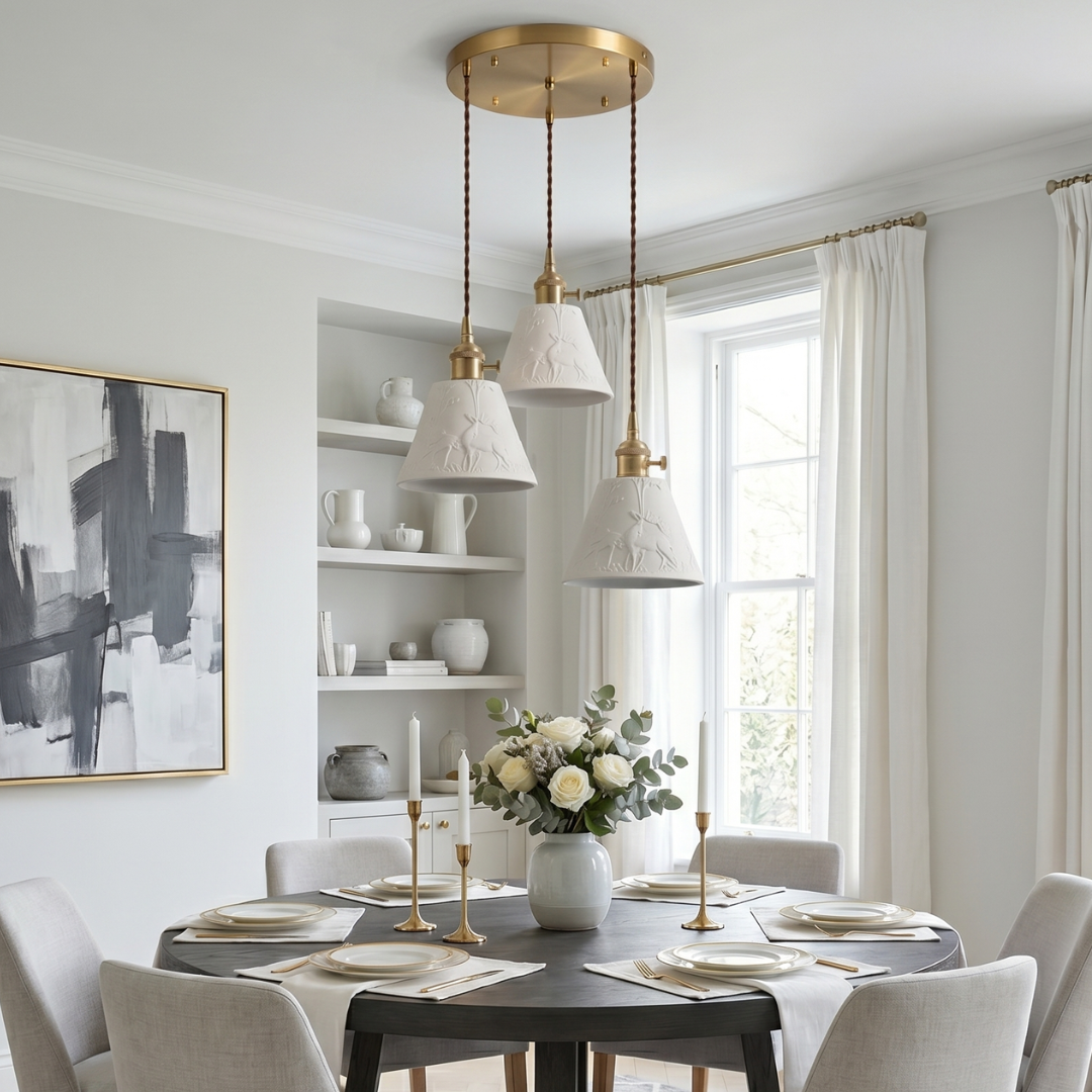 Textured White Ceramic Pendant Light: A Study in Refined Illumination detail b