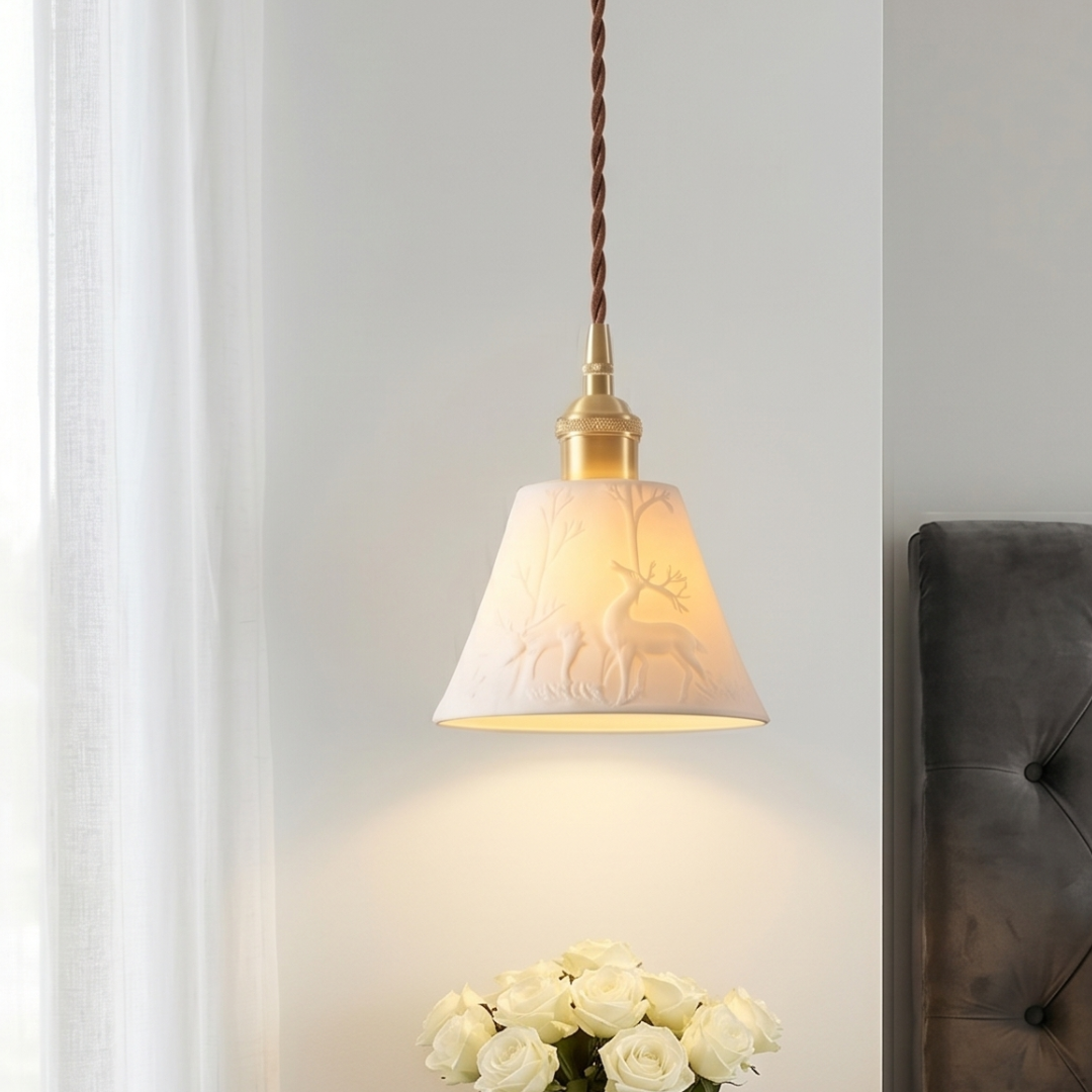 Textured White Ceramic Pendant Light: A Study in Refined Illumination