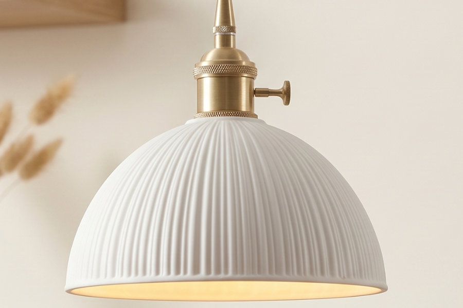 Vault Ribbed White Porcelain Light Pendant: A Timeless Statement detail