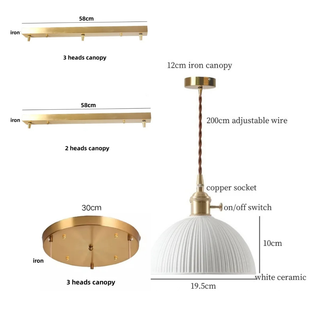 Vault Ribbed White Porcelain Light Pendant: A Timeless Statement specifications and dimensions