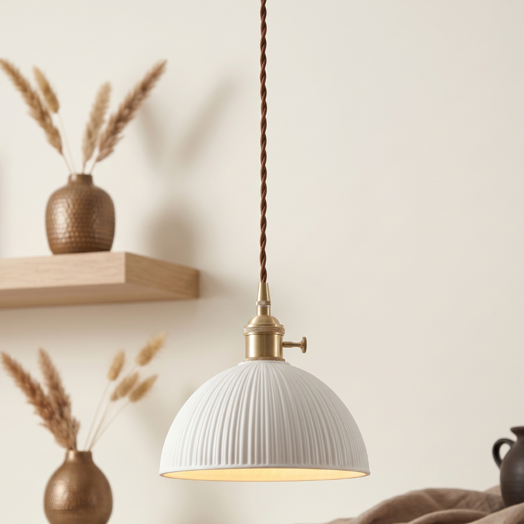 Vault Ribbed White Porcelain Light Pendant: A Timeless Statement