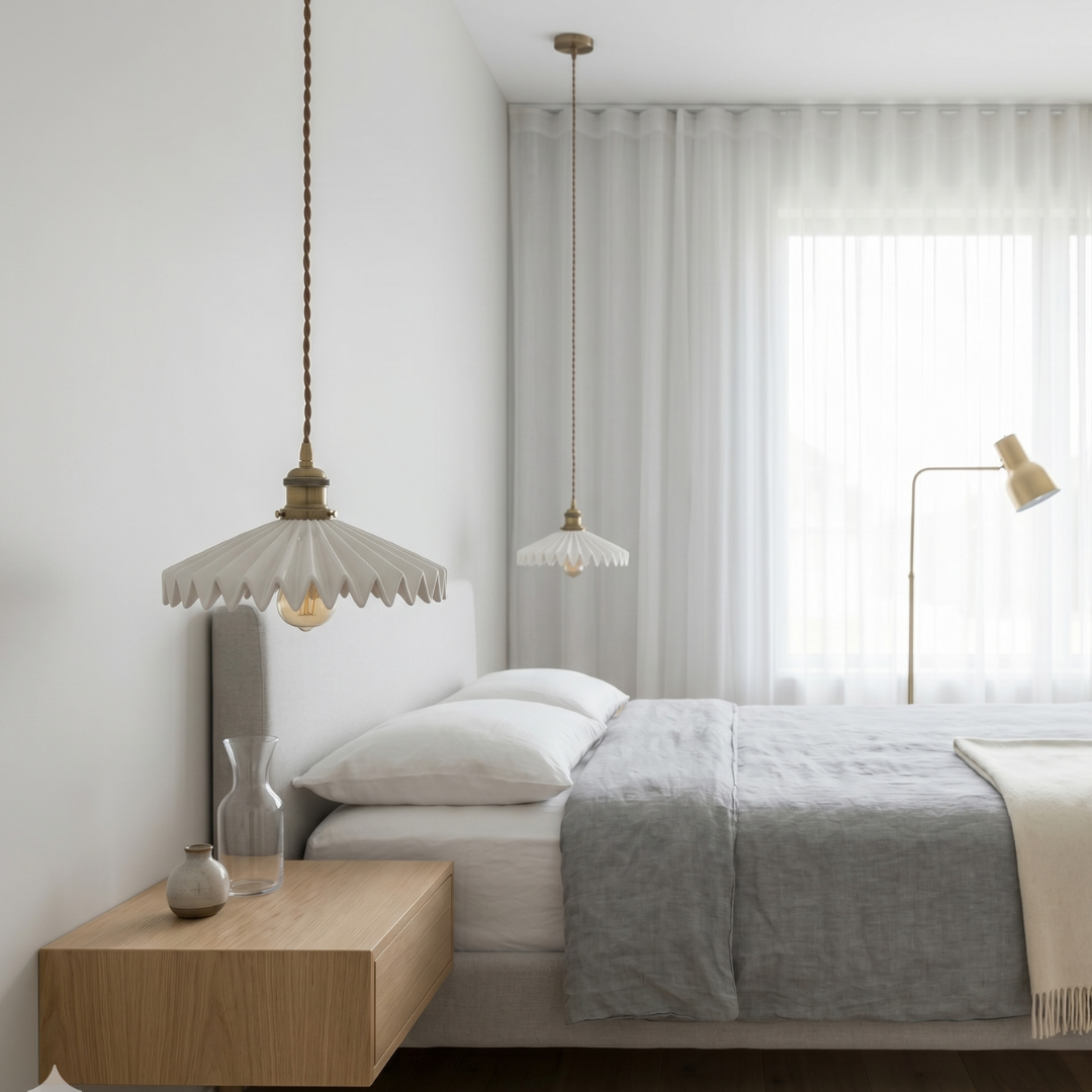 The Elegant Vintage Pleated Ceramic Pendant Light main