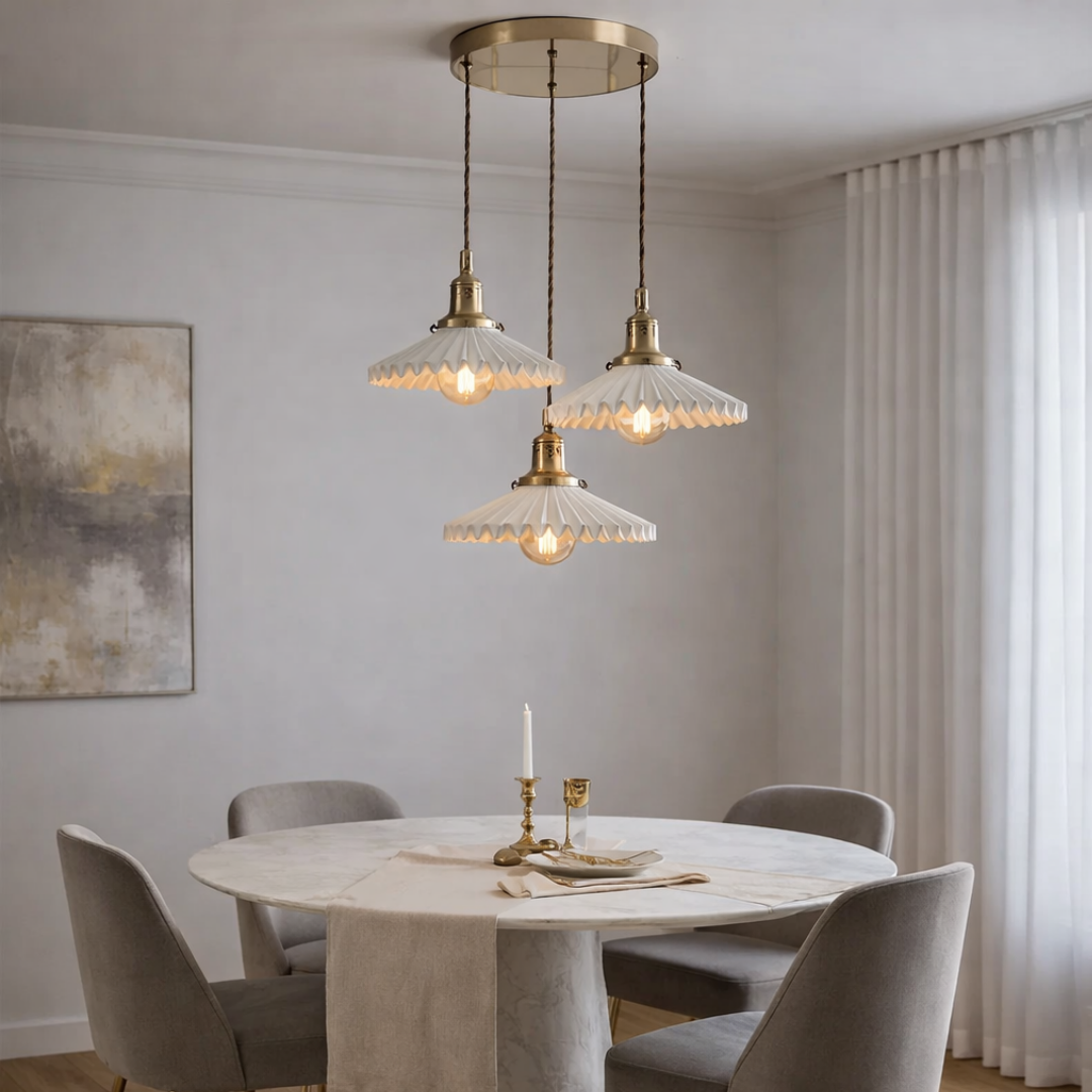 The Elegant Vintage Pleated Ceramic Pendant Light lifestyle