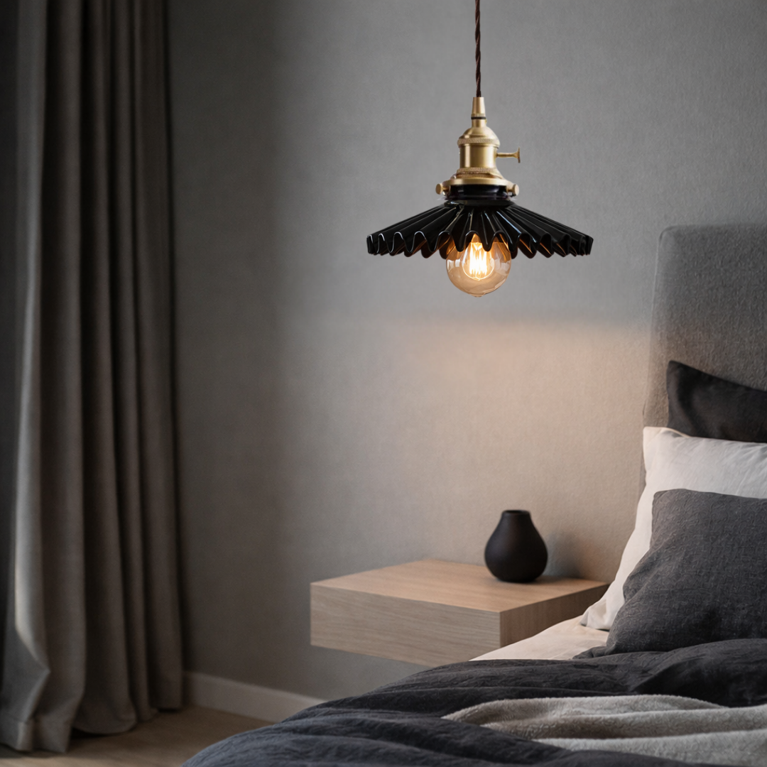 The Elegant Vintage Pleated Ceramic Pendant Light detail b