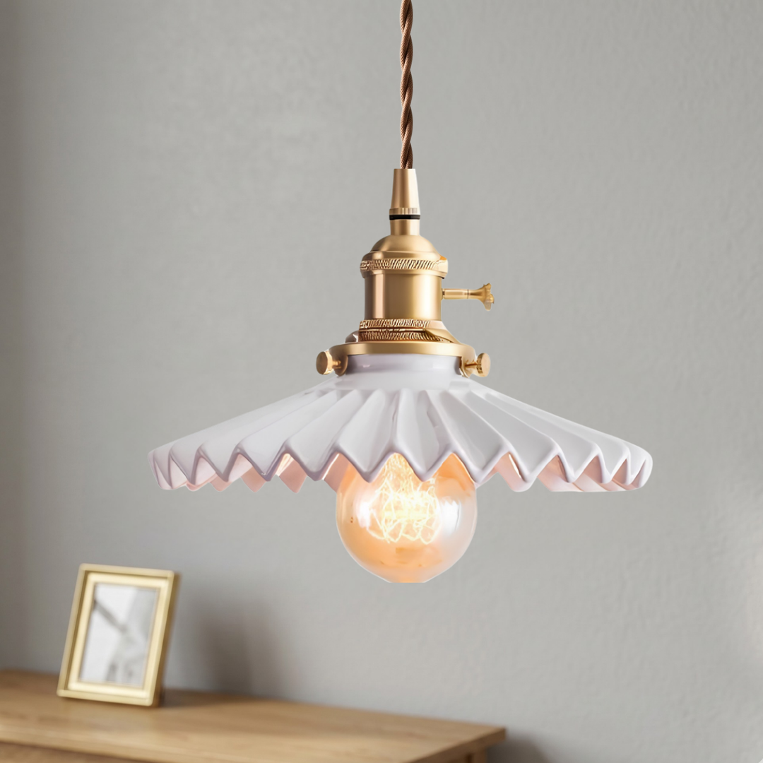 The Elegant Vintage Pleated Ceramic Pendant Light