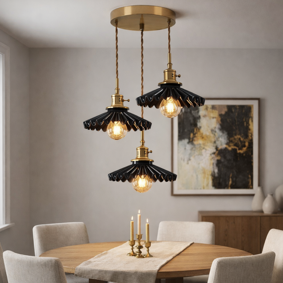 The Elegant Vintage Pleated Ceramic Pendant Light detail c