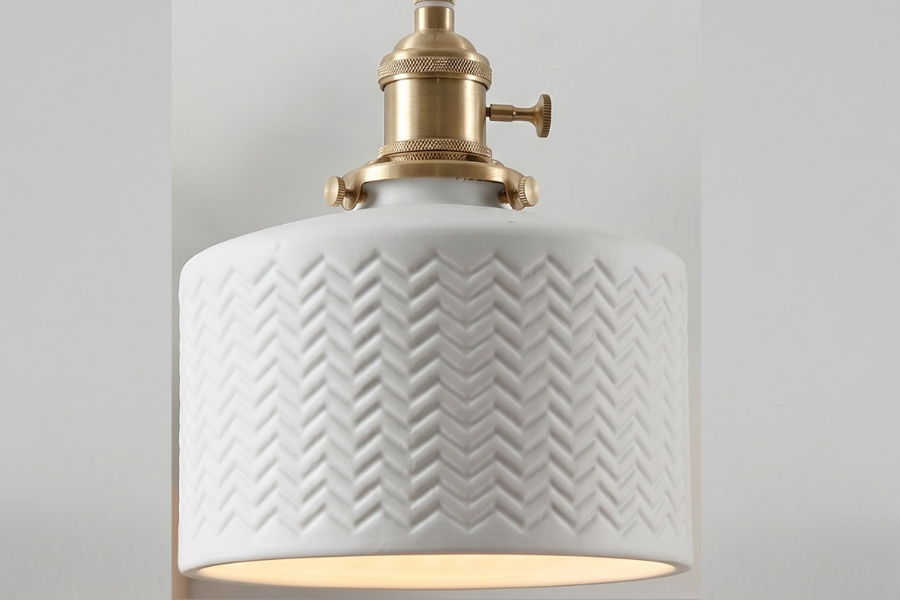 Weave Chevron White Ceramic Pendant Light: A Refined Statement detail
