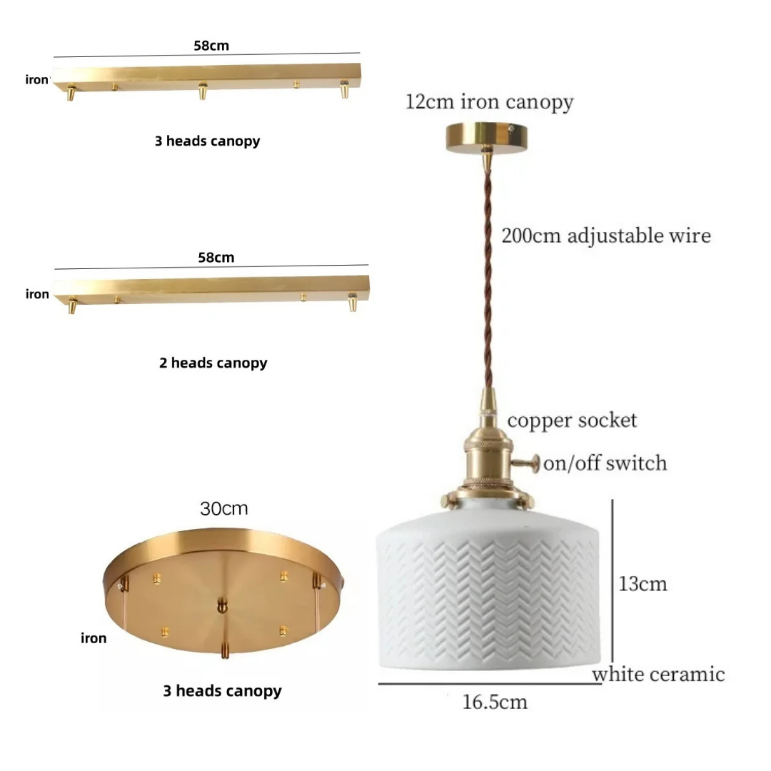 Weave Chevron White Ceramic Pendant Light: A Refined Statement specifications and dimensions