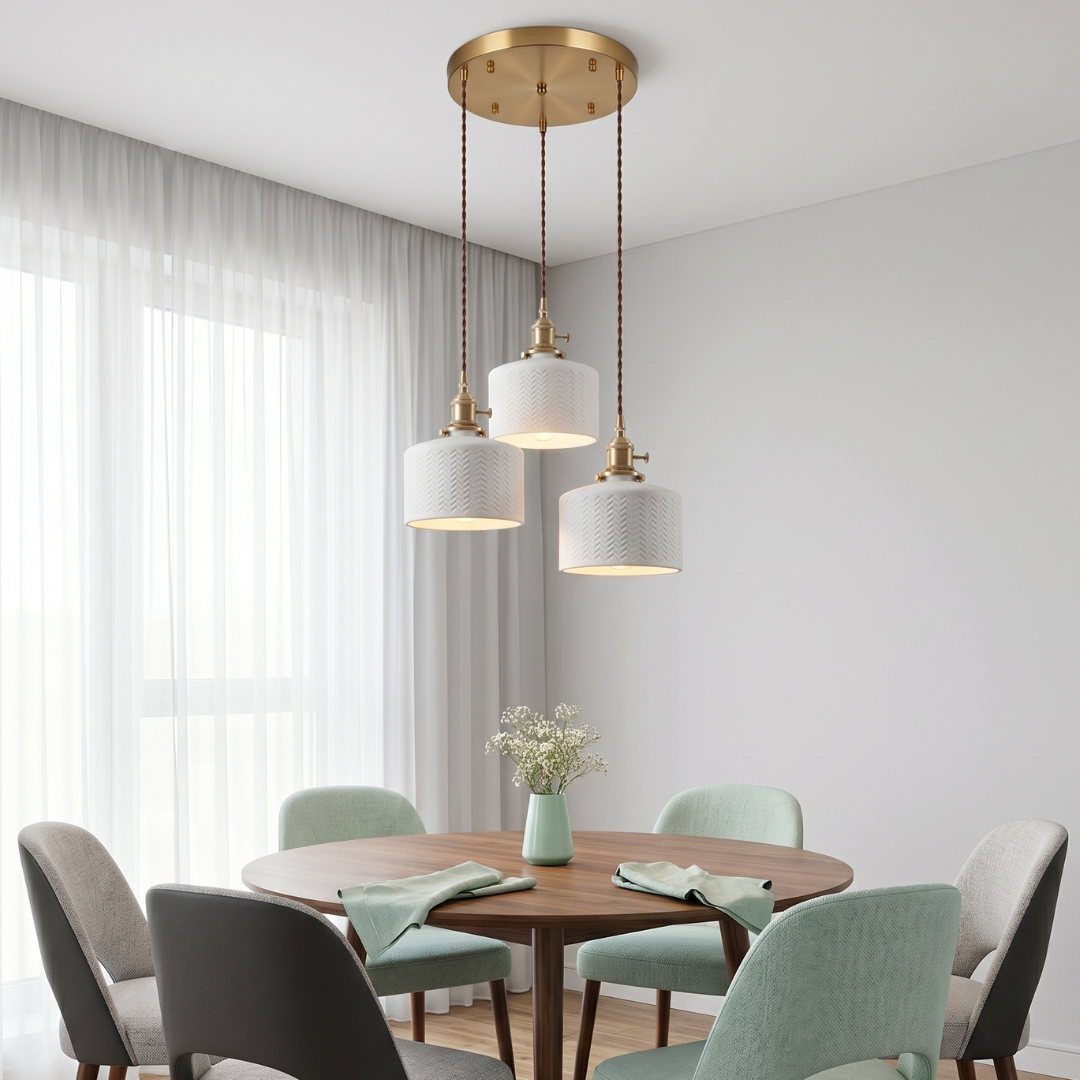 Weave Chevron White Ceramic Pendant Light: A Refined Statement lifestyle