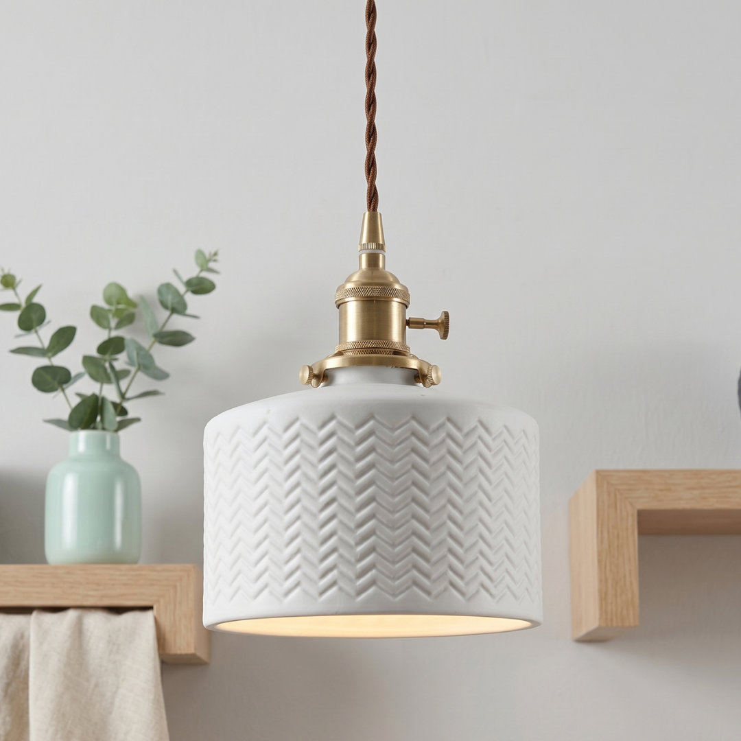 Weave Chevron White Ceramic Pendant Light: A Refined Statement