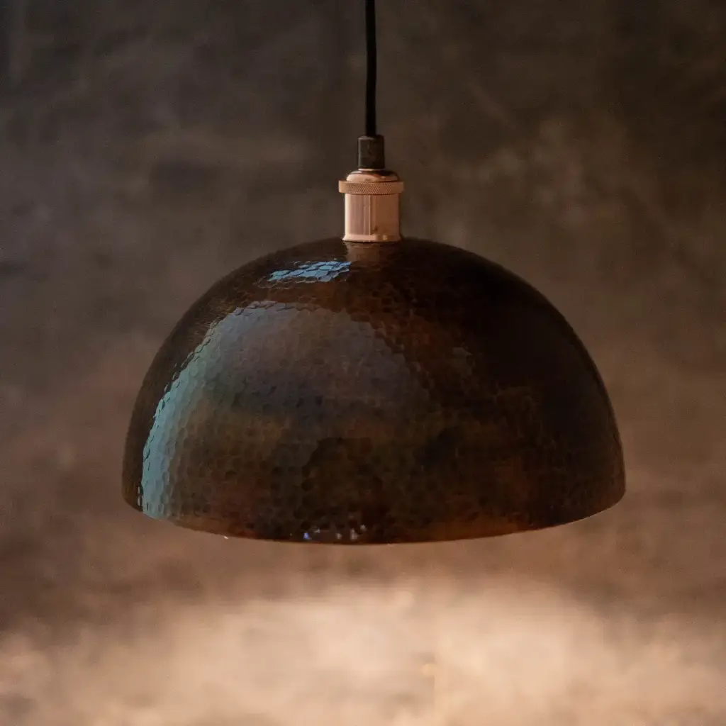 Installed Vintage Copper Pendant Light